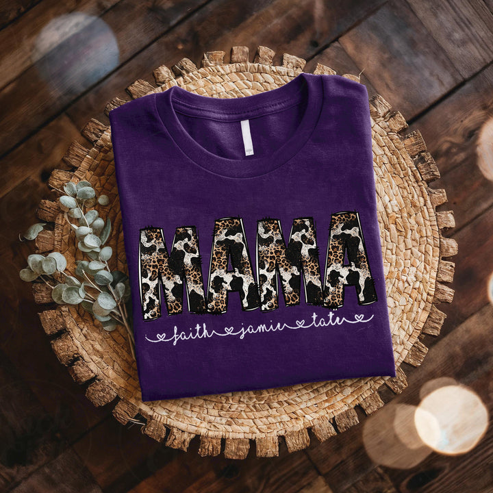 Custom Cowhide Leopard Print Mama T-shirt