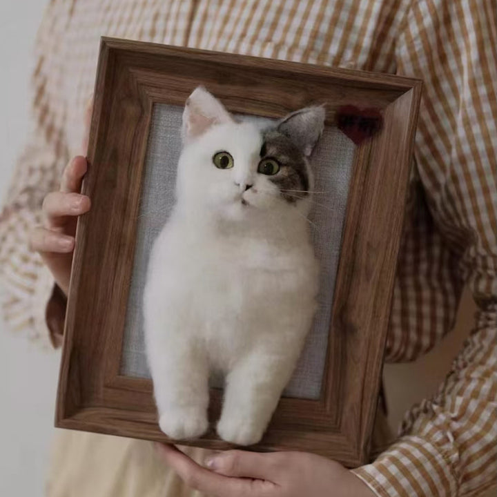 Handmade Cat Wool Felt Frame - Personalized Pet 3D Portrait