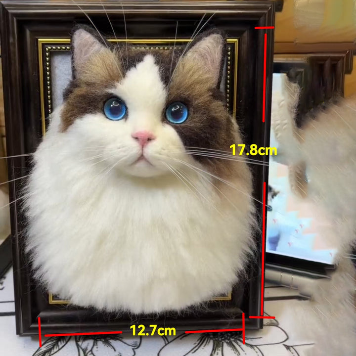 Handmade Cat Wool Felt Frame - Personalized Pet 3D Portrait