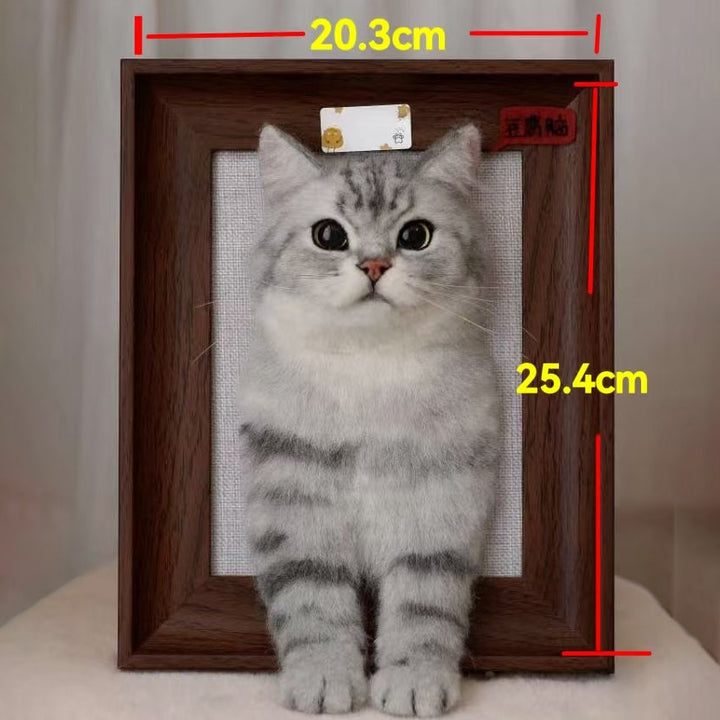 Handmade Cat Wool Felt Frame - Personalized Pet 3D Portrait