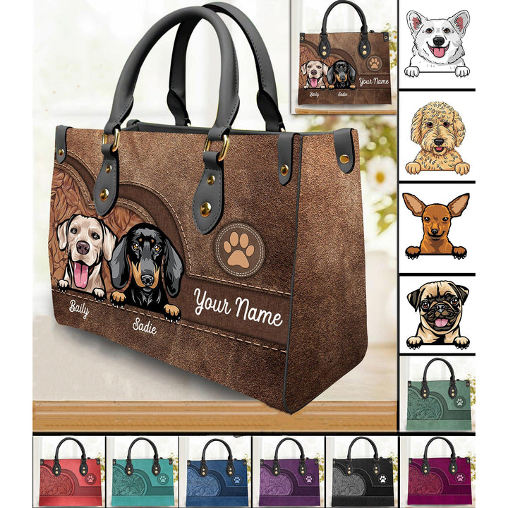 Dog Colorful Personalized Leather Handbag