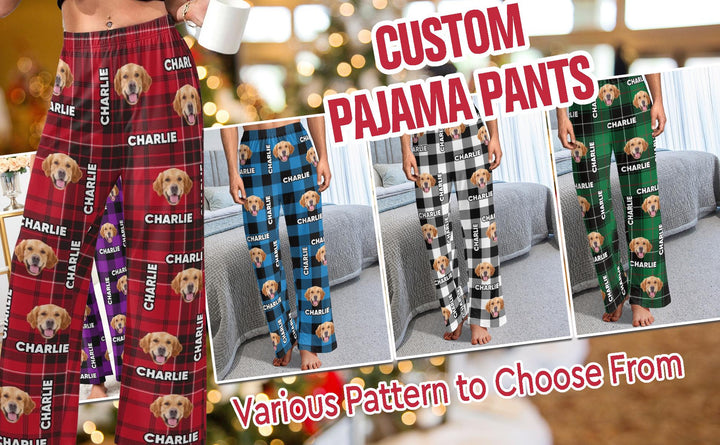 Personalized Photo & Name Pajamas,Custom Pajama Pants Men Women