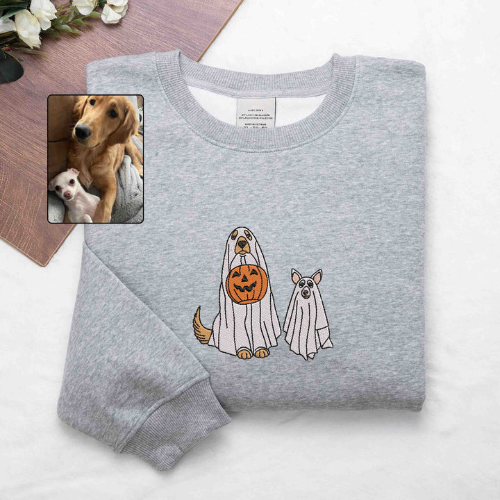 Custom Dog Embroidered Sweatshirt Halloween Ghost Hoodie