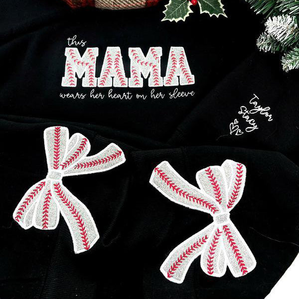 Football Side Bow Embroidery Sweatshirt
