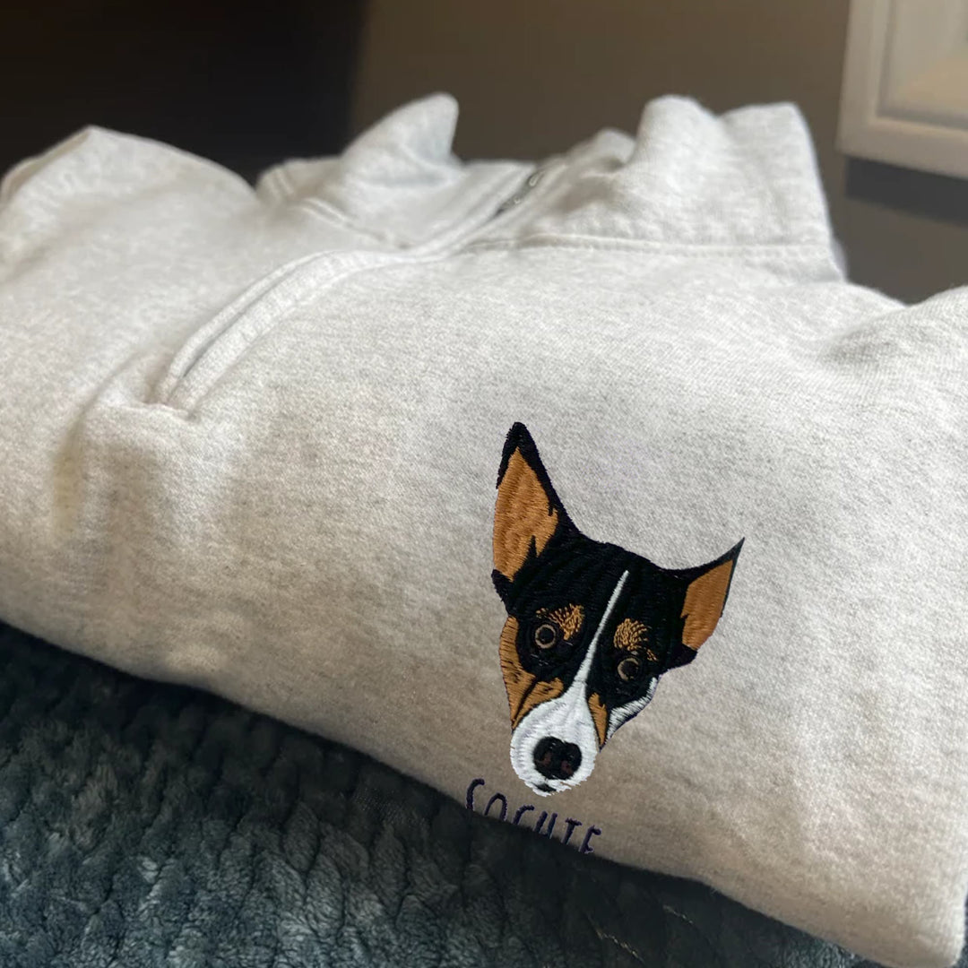 Custom EMBROIDERED Pet Quarter Zip Sweatshirt