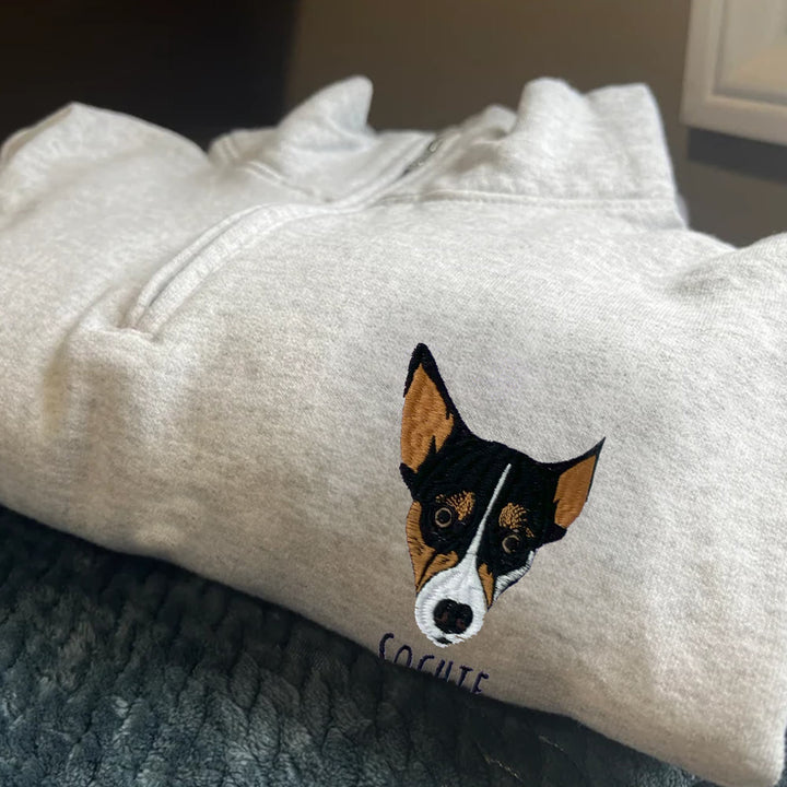 Custom EMBROIDERED Pet Quarter Zip Sweatshirt