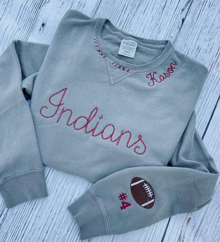 Vintage Inspired Pull Over Custom Embroidered Sweatshirt / Hoodie