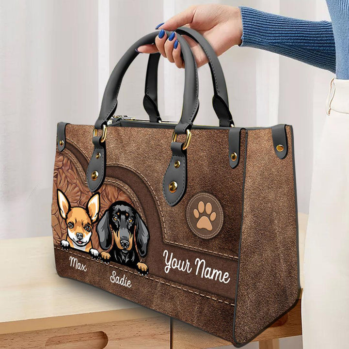Dog Colorful Personalized Leather Handbag