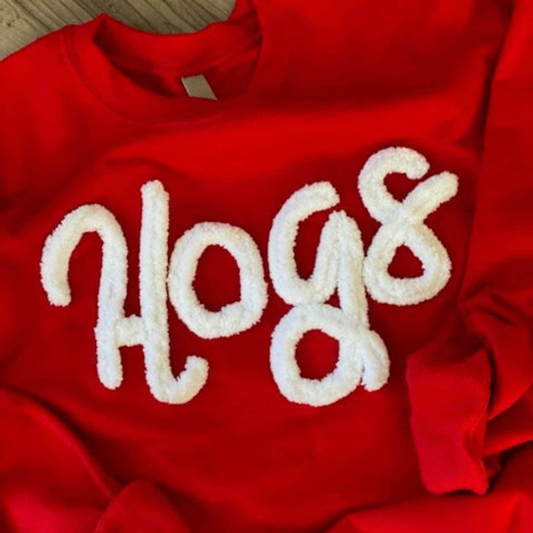 Custom  Chenille Embroidered Sweatshirt, Oversized Team Sweatshirt, Rebs Pullover, School Mascot