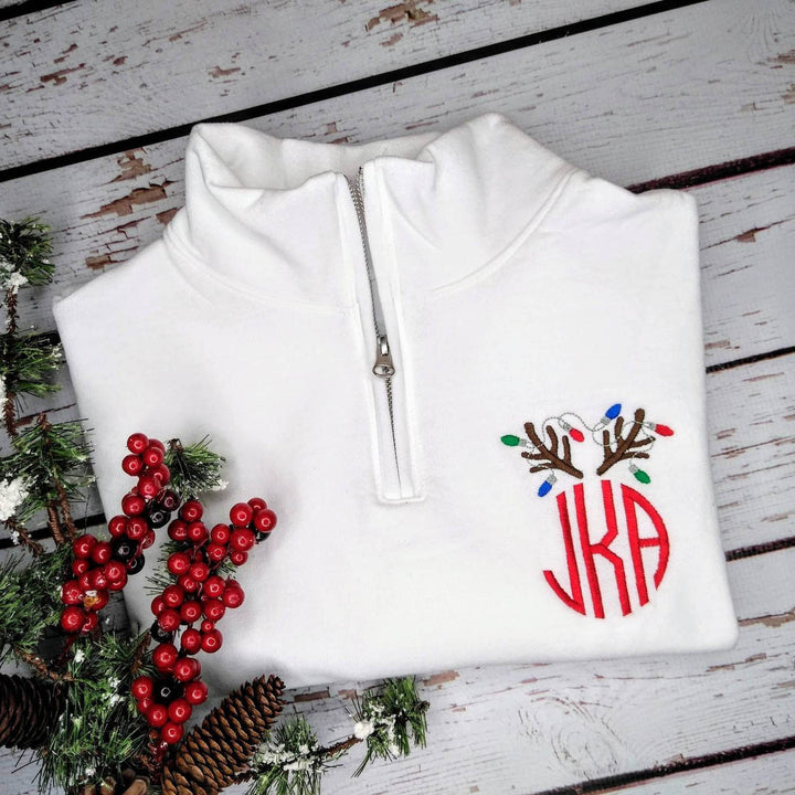 Monogram Reindeer Matching Family Christmas Sweaters