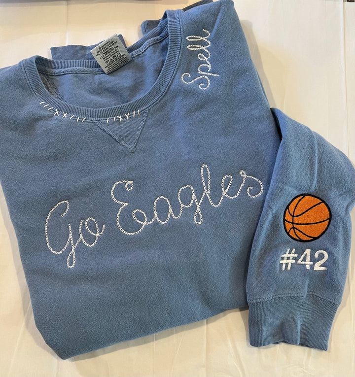 Vintage Inspired Pull Over Custom Embroidered Sweatshirt / Hoodie