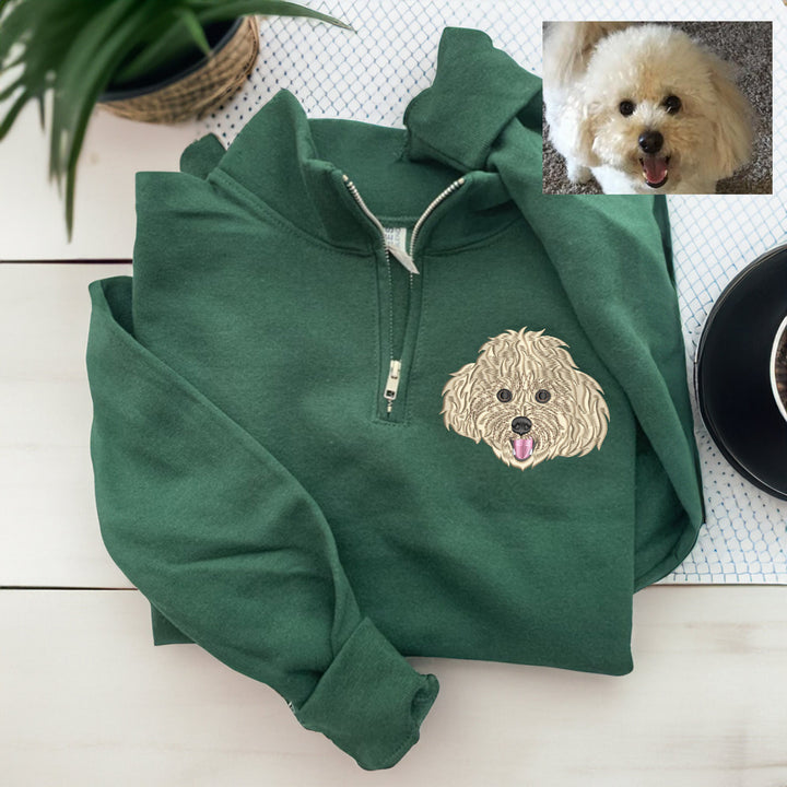 Custom EMBROIDERED Pet Quarter Zip Sweatshirt