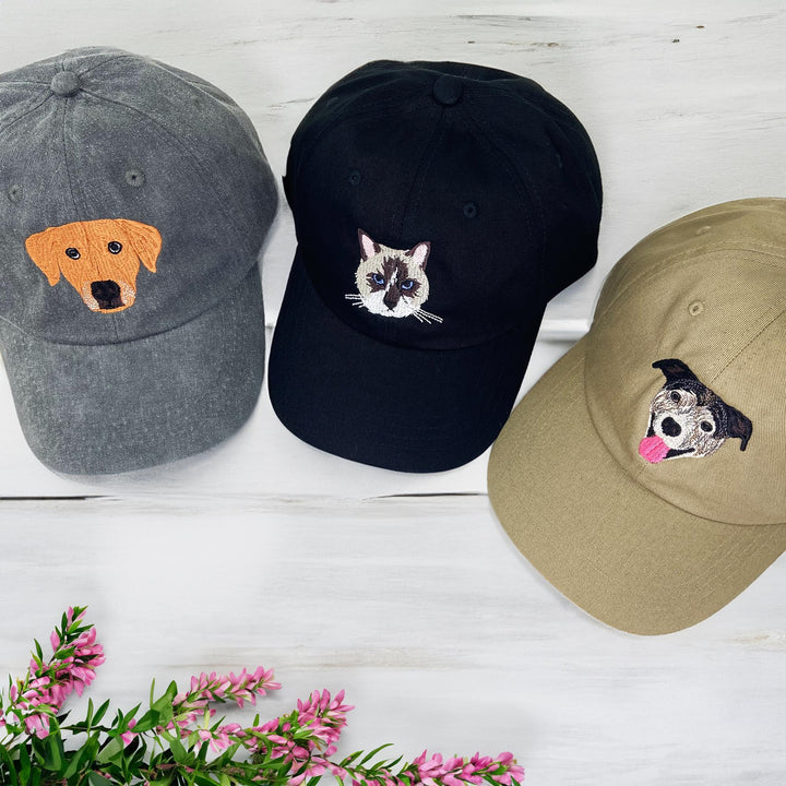 Custom embroidered hat - personalized pet portrait