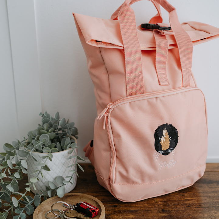 Recycled Mini or Large Embroidered Pet Portrait Backpack