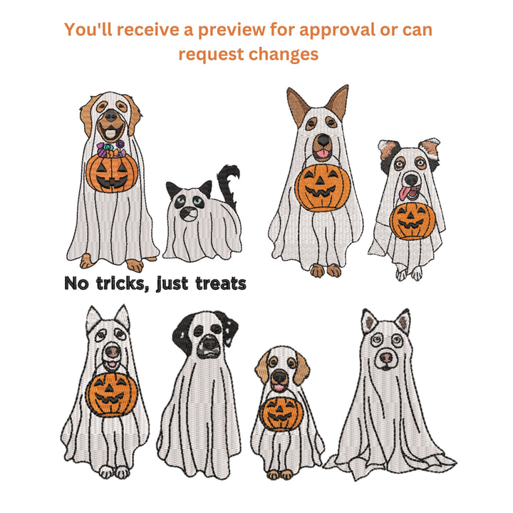 Custom Dog Embroidered Sweatshirt Halloween Ghost Hoodie