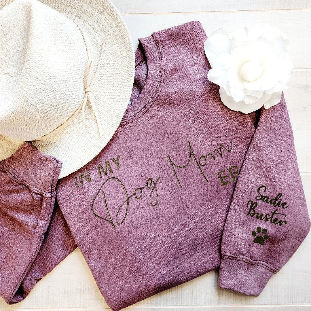 Dog Mom Era Embroidered Crewneck Sweater