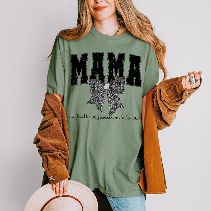 Custom Coquette Leopard Mama Bow T-Shirt