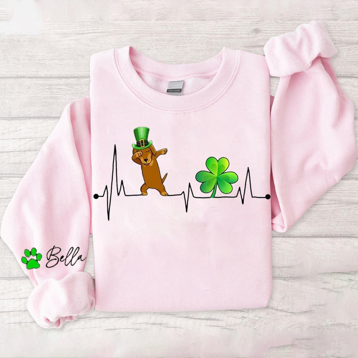 Custom St. Patrick's Pet Heart Signal Clover Sweatshirt