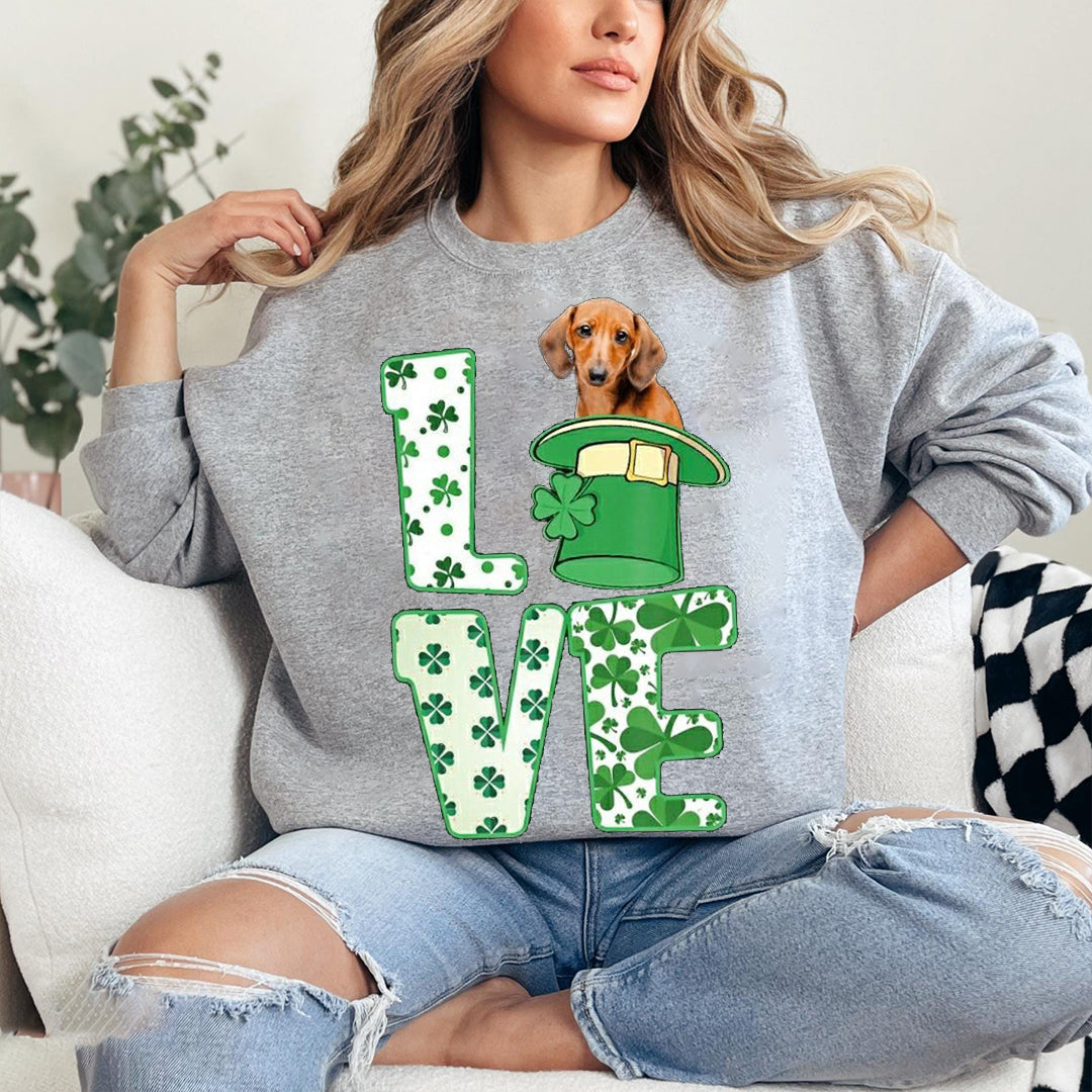 Custom St. Patrick's Happy Doghead Printed Sweatshirt