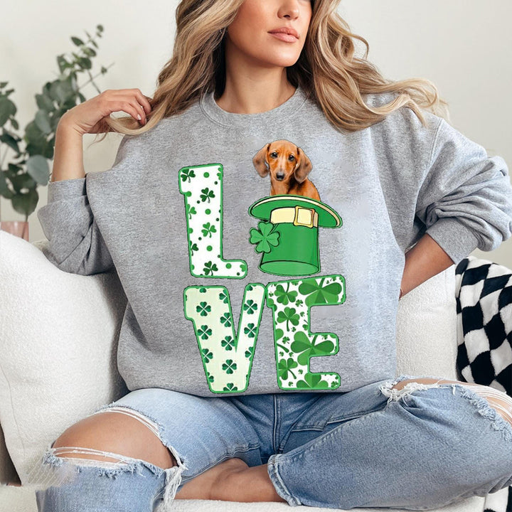Custom St. Patrick's Happy Doghead Printed Sweatshirt