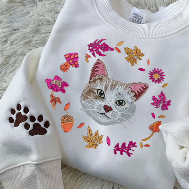 Autumn Design Embroidered Pet Portrait Organic Sweatshirt