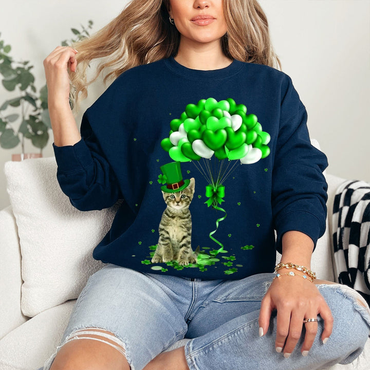 Custom St. Patrick Happy Cat balloon sweatshirt