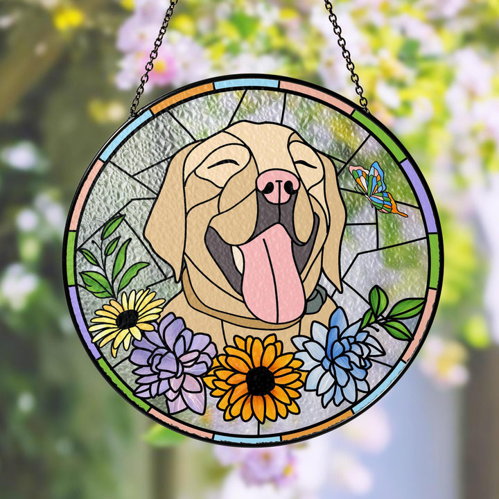 Custom Pet Portrait Glass Suncatcher, Dog Cat Glass Art, Pet Window Hangings