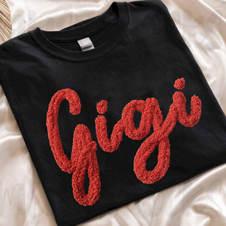 Custom embroidered T-shirts with fluffy lines
