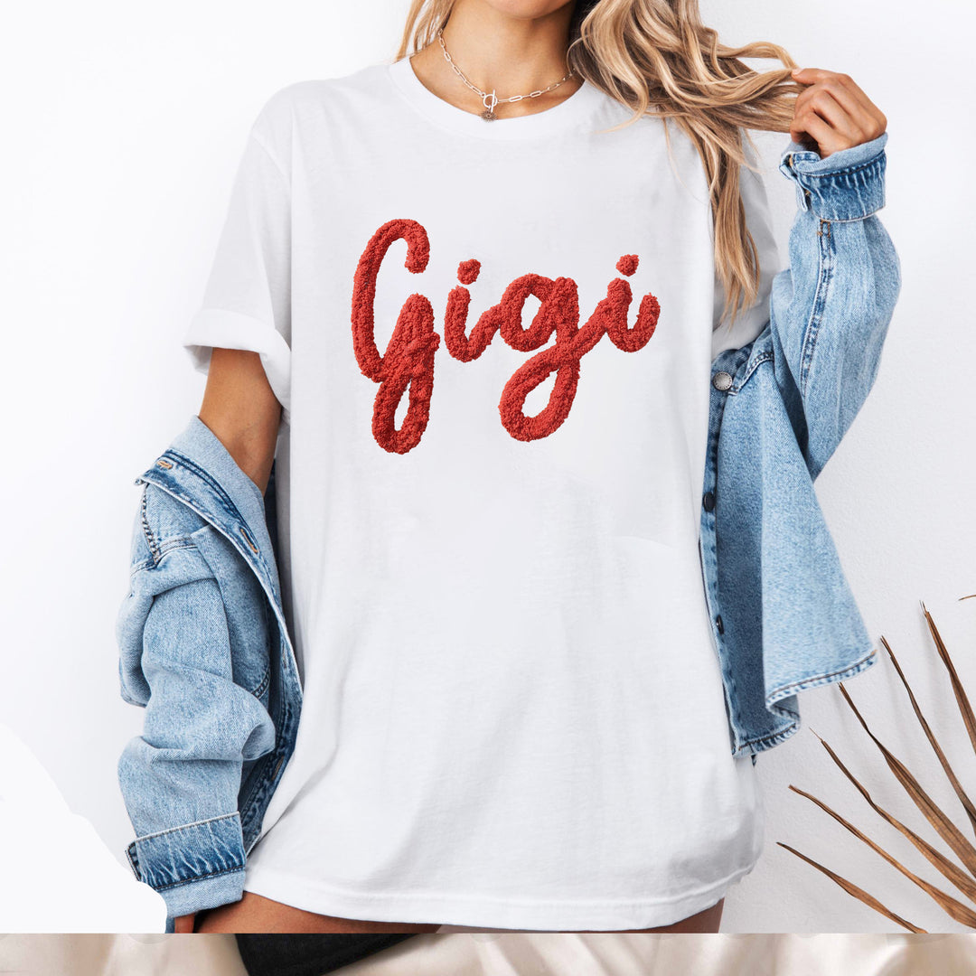 Custom embroidered T-shirts with fluffy lines