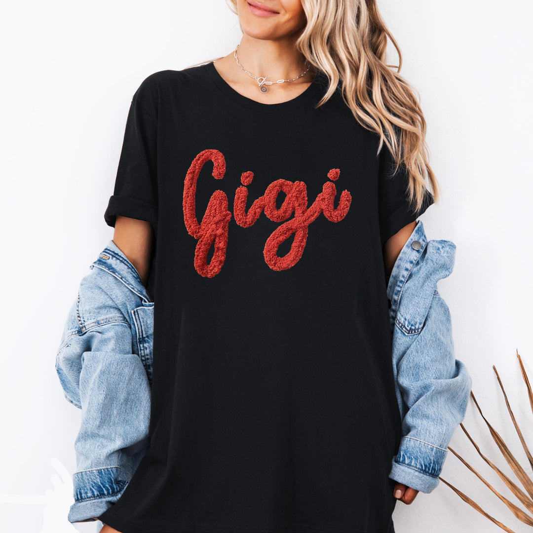 Custom embroidered T-shirts with fluffy lines