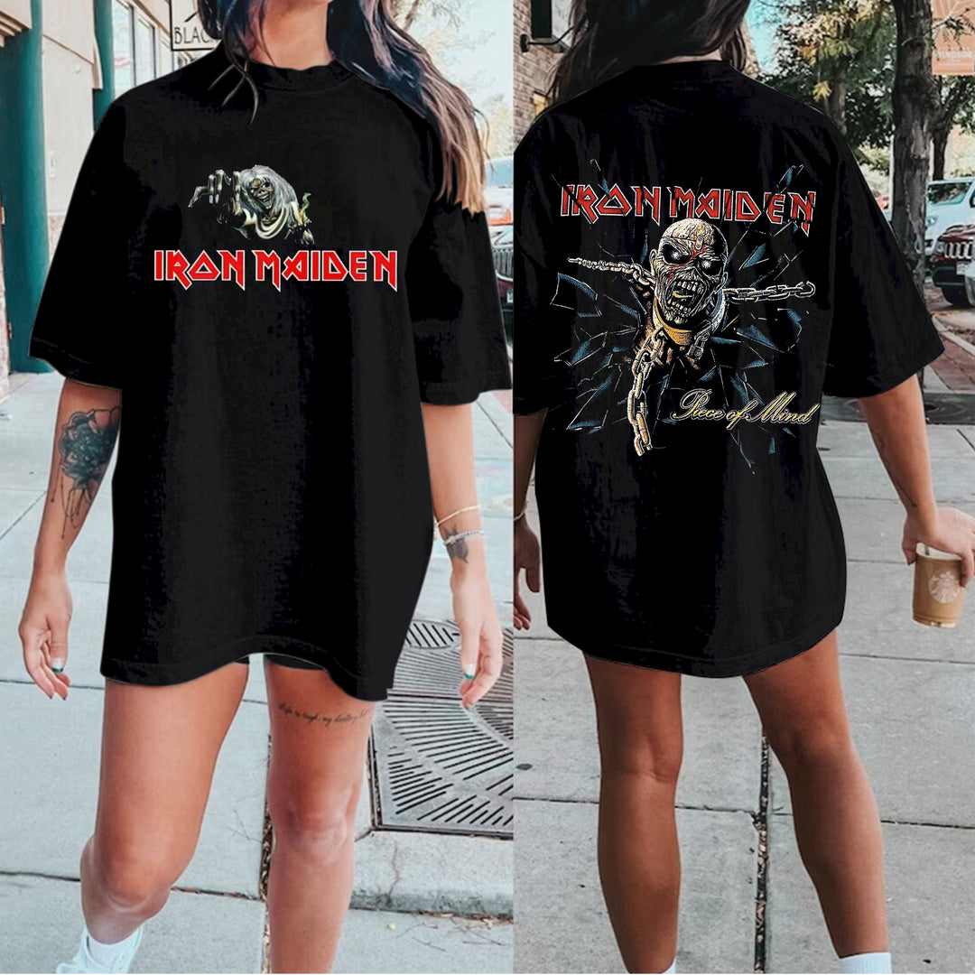 Personalized Iron Maiden Piece Of Mind Skull Print T-Shirt
