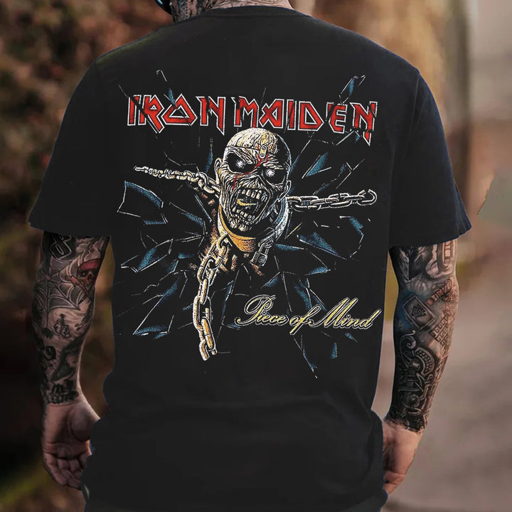 Personalized Iron Maiden Piece Of Mind Skull Print T-Shirt