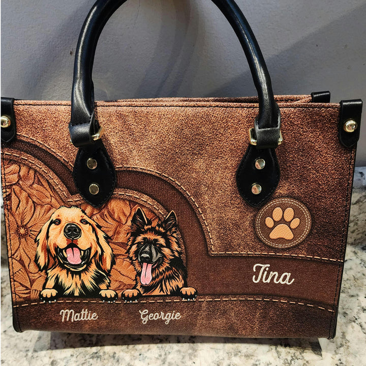 Dog Colorful Personalized Leather Handbag