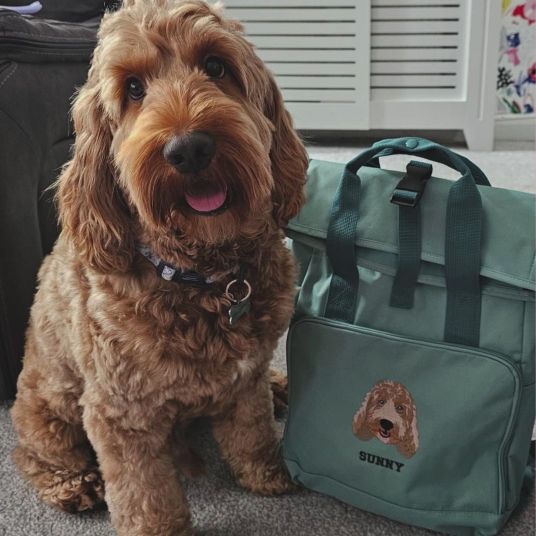 Recycled Mini or Large Embroidered Pet Portrait Backpack