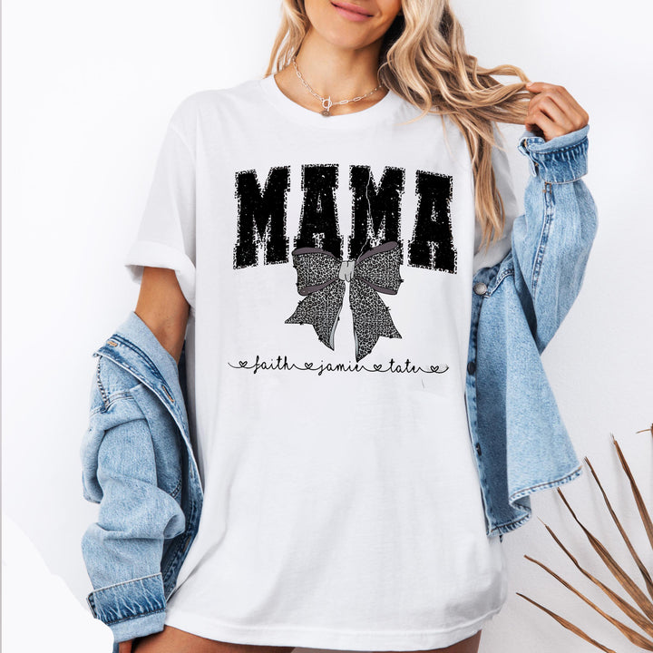 Custom Coquette Leopard Mama Bow T-Shirt