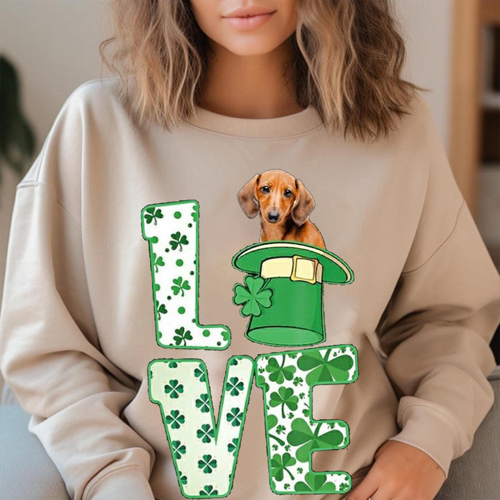 Custom St. Patrick's Happy Doghead Printed Sweatshirt