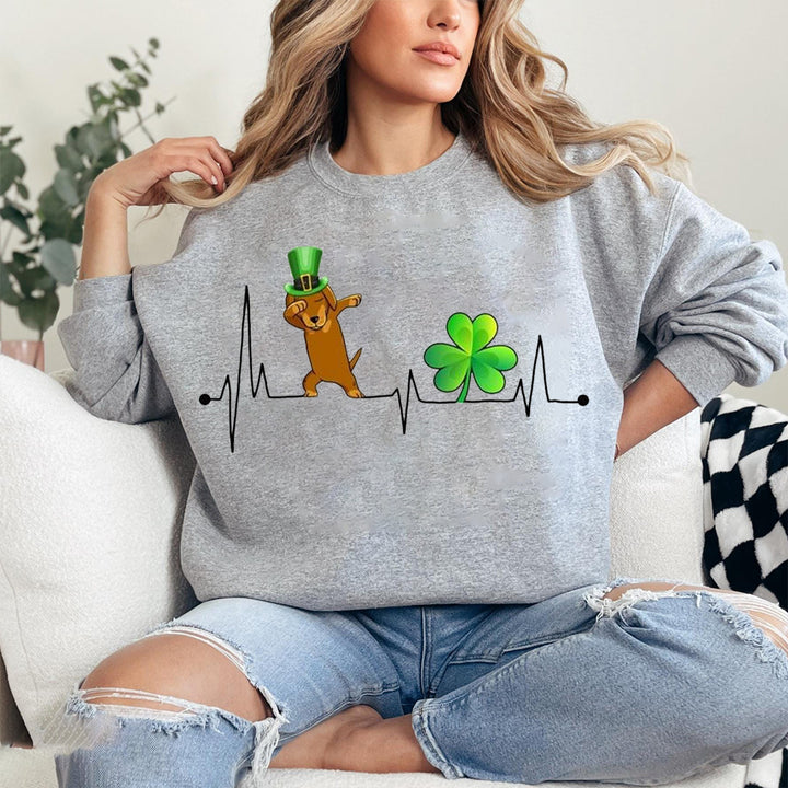 Custom St. Patrick's Pet Heart Signal Clover Sweatshirt