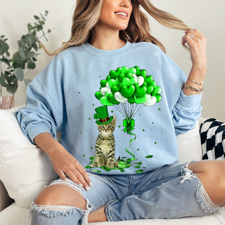 Custom St. Patrick Happy Cat balloon sweatshirt