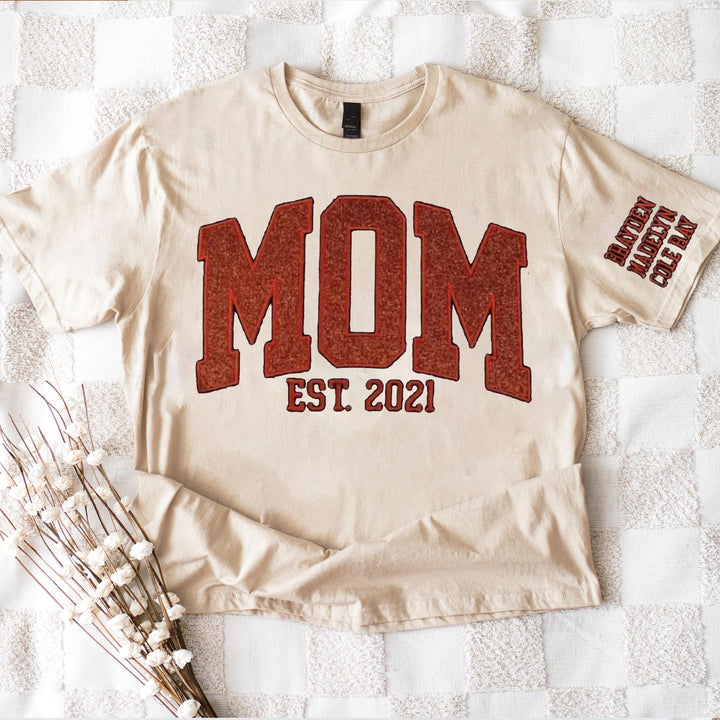 Custom Embroidered Glitter Vinyl Mama T-Shirt