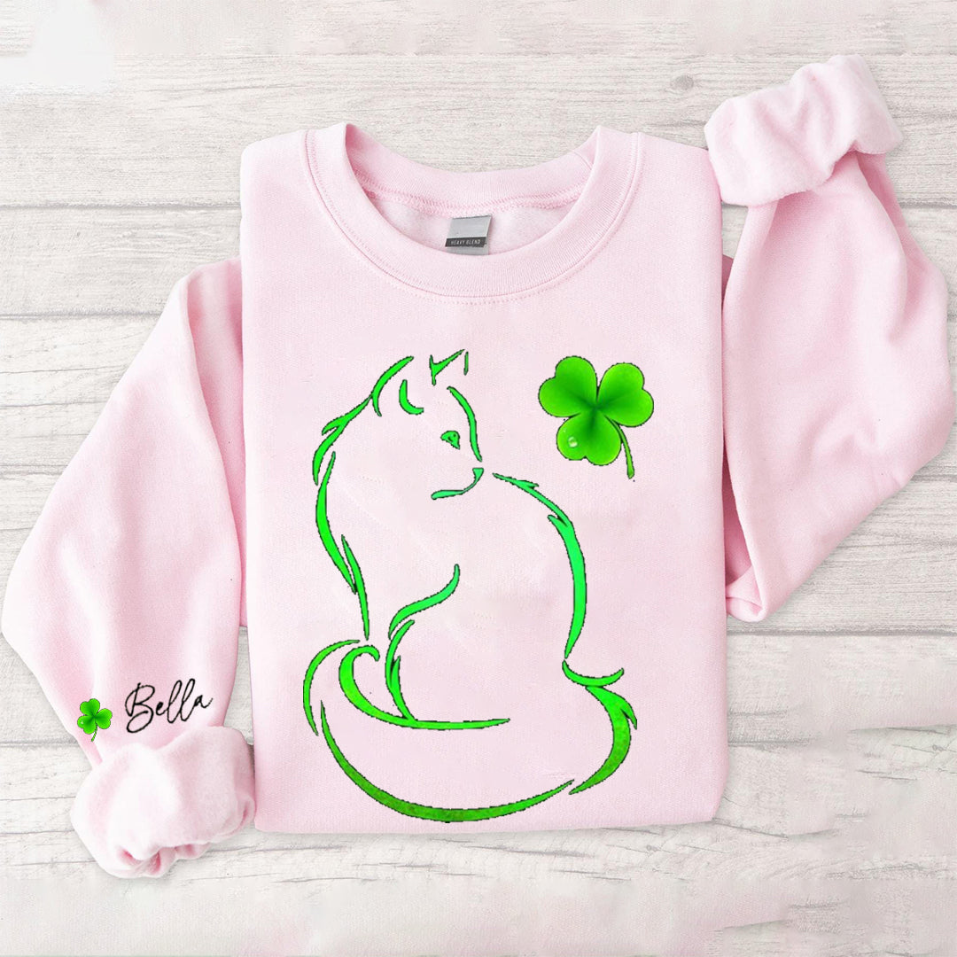 Custom St. Patrick's Cat Clover Sweatshirt