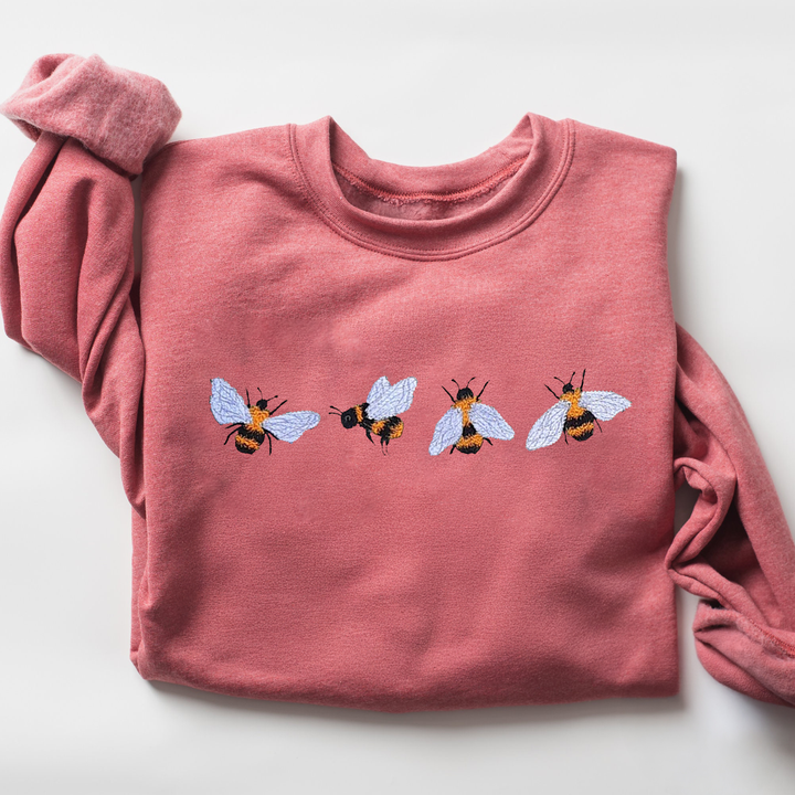 Custom Bees Embroidered Sweatshirt Gift, Embroidered Bees Sweater