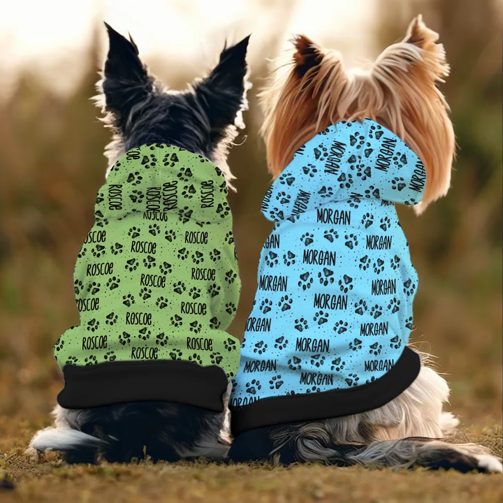 Sweat à capuche personnalisé avec imprimé patte de chien et chat, doux et chaud, avec nom, cadeau d'anniversaire pour amoureux des animaux