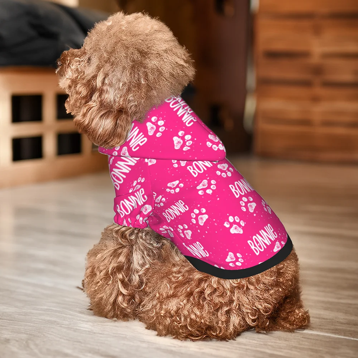 Sweat à capuche personnalisé avec imprimé patte de chien et chat, doux et chaud, avec nom, cadeau d'anniversaire pour amoureux des animaux