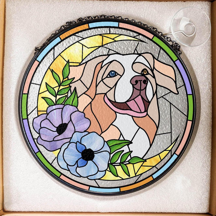 Custom Pet Portrait Glass Suncatcher, Dog Cat Glass Art, Pet Window Hangings