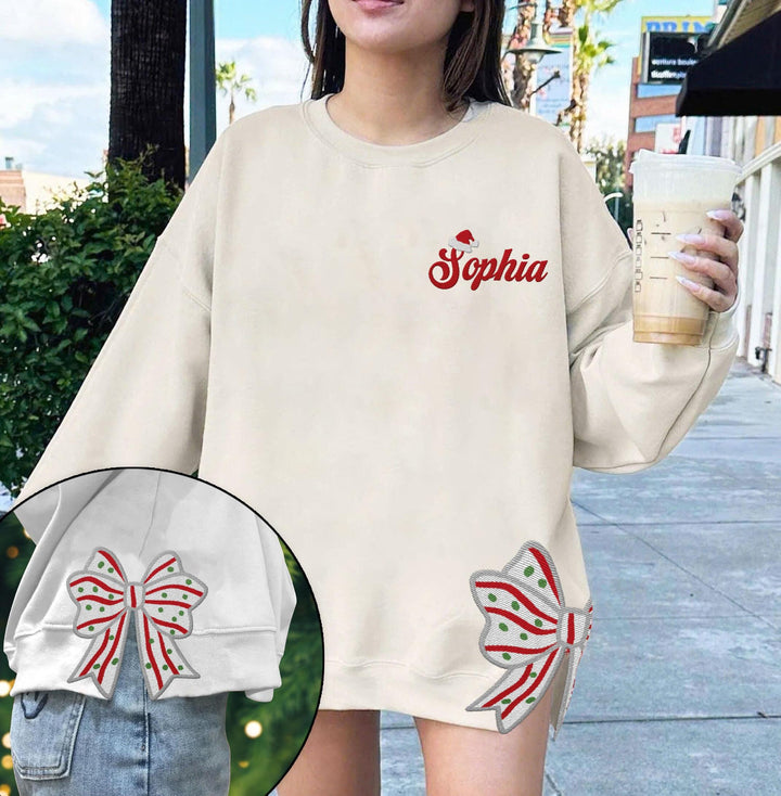 Custom Christmas bow sweatshirt hoodie