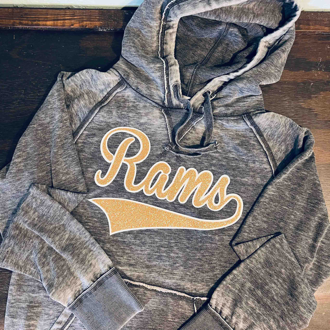 Distressed Hoodie With Glitter Or Regular Team Names
