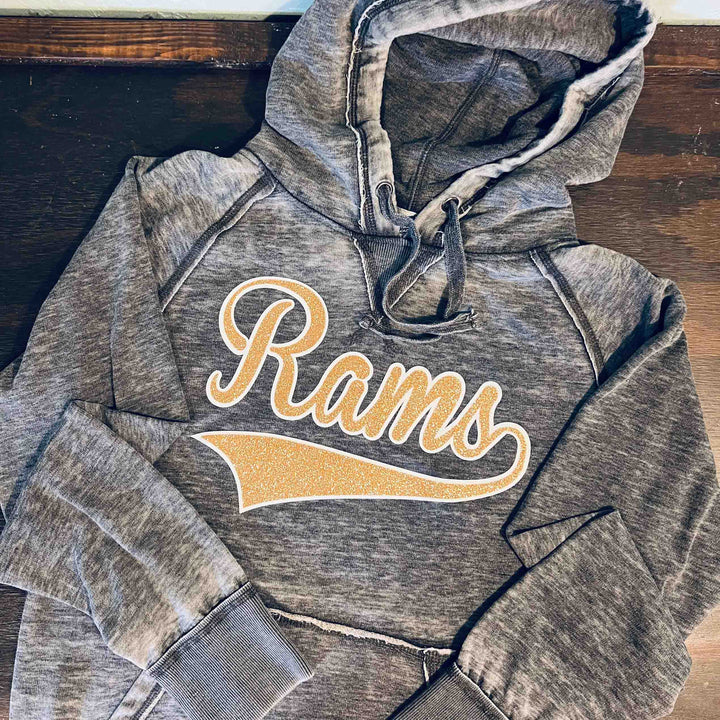 Distressed Hoodie With Glitter Or Regular Team Names