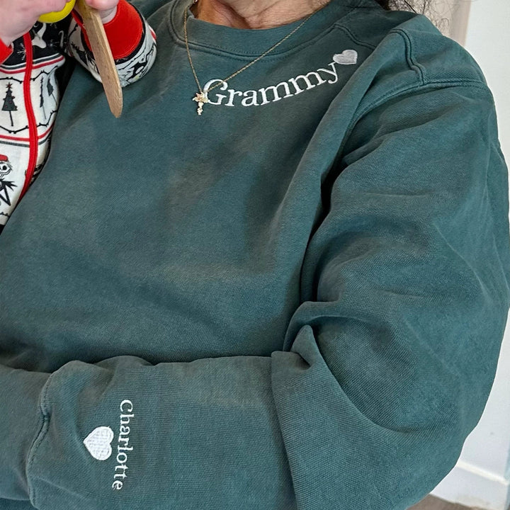 Custom Mama Sweatshirt with Embroidered Grandkids Name
