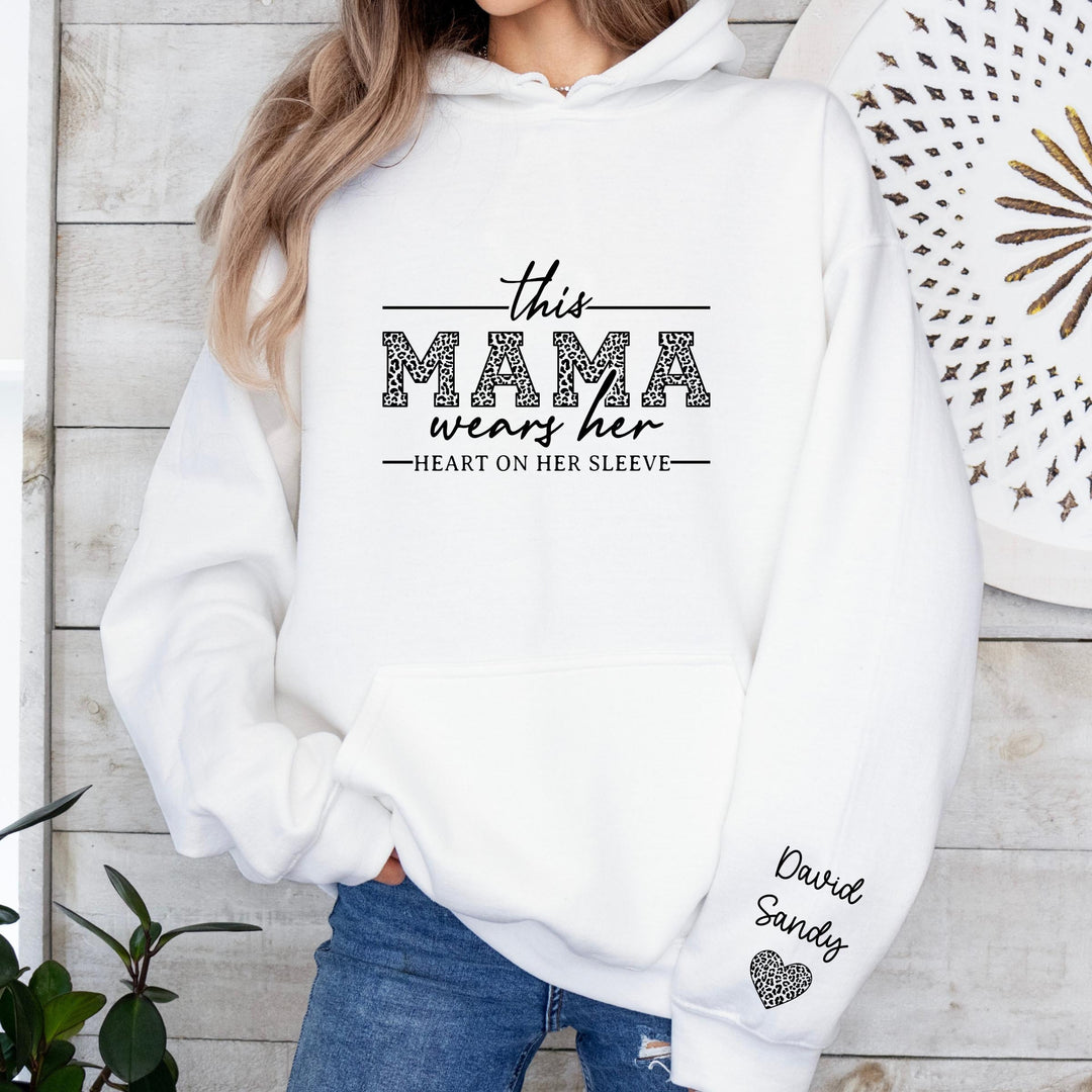 Custom Mama Sweatshirt With Kids Name On Sleeve