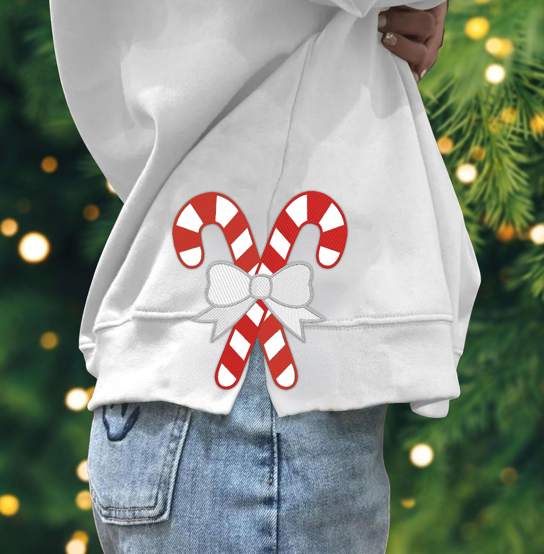 Custom Embroidered Christmas Candy Stick Personalised Hoodie